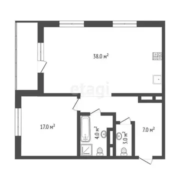 2-комнатная квартира: Тюмень, улица Дмитрия Менделеева, 9 (69.1 м)