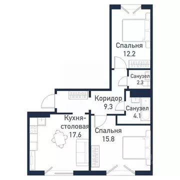2-к кв. Челябинская область, Челябинский городской округ, пос. ...