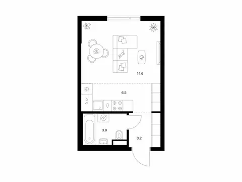 Квартира-студия: Москва, НАО, район Коммунарка, квартал № 76 (28.1 м)