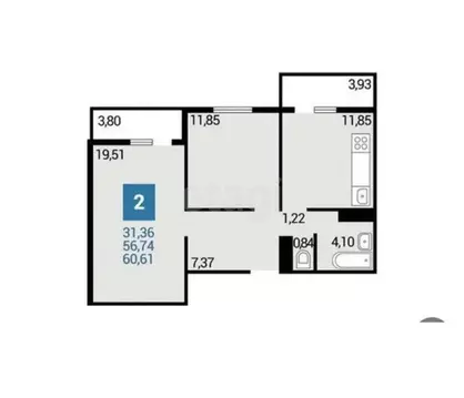 2-комнатная квартира: Анапа, улица Ленина, 235 (60.6 м)