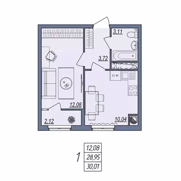 1-к кв. Волгоградская область, Волгоград ул. Тракторостроителей, 31/1 ...