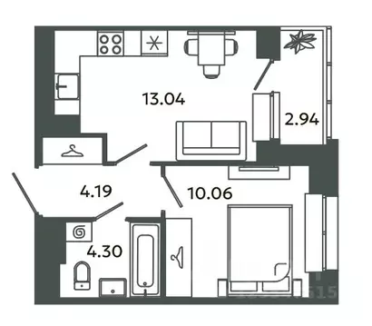1-к кв. Ленинградская область, Ломоносовский район, Аннинское ...