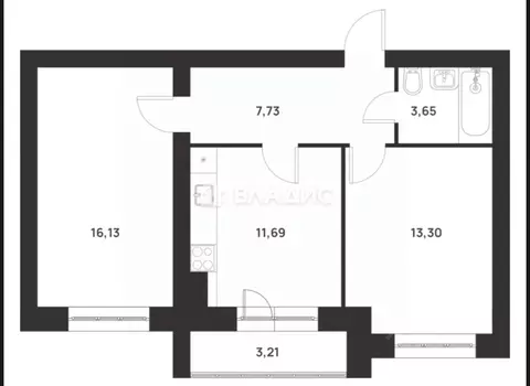 2-к кв. Тульская область, Тула ул. Героев России, 2 (52.5 м)