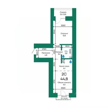 2-к кв. Алтайский край, Барнаул Просторная ул., 390к2 (44.8 м)