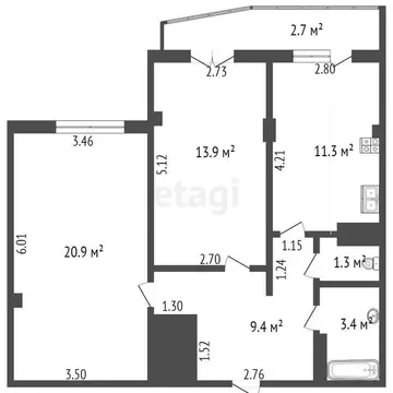 2-комнатная квартира: Феодосия, Крымская улица, 88 (60.2 м)
