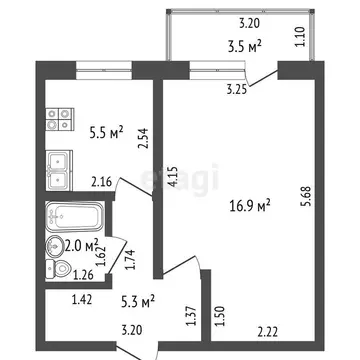 1-комнатная квартира: Якутск, Октябрьская улица, 19/1 (29.7 м)
