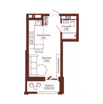 Студия Пермский край, Пермь Кронштадтская ул., 39 (24.79 м)