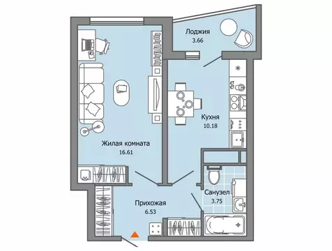 1-комнатная квартира: Ульяновск, микрорайон Юго-Западный, ЖК ...
