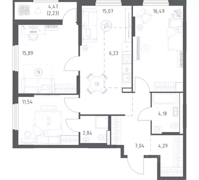 3-к кв. Башкортостан, Уфа ул. Минигали Губайдуллина, 8к9 (85.8 м)