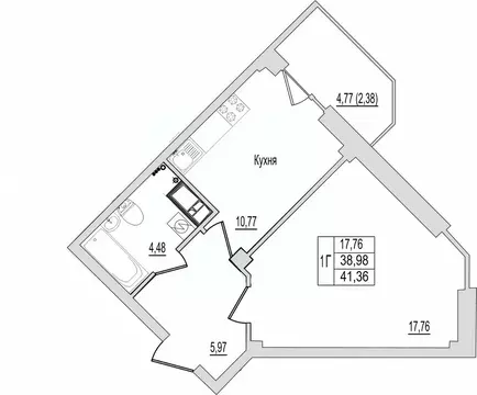 1-к кв. Псковская область, Псков Линейная ул., 87 (41.36 м)