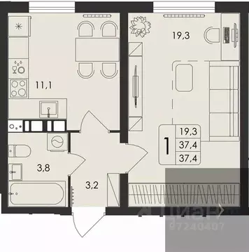 1-к кв. Воронежская область, Рамонский район, с. Ямное Счастье жилой ...