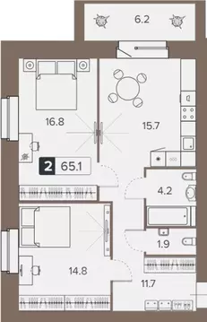 2-к кв. Брянская область, Брянск пер. 22-го съезда КПСС, 63А (67.3 м)