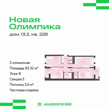 3-к кв. Свердловская область, Екатеринбург ул. Академика Парина, 25 ...