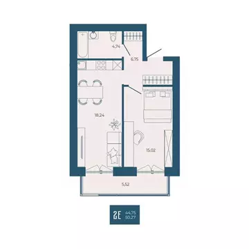 2-к кв. Пензенская область, Пенза ул. Тепличная, 55 (50.27 м)