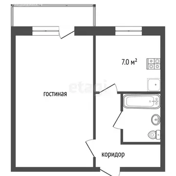 1-комнатная квартира: посёлок Рылеево, 23 (34.3 м)