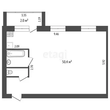 2-комнатная квартира: Омск, улица Крупской, 13/4 (55 м)