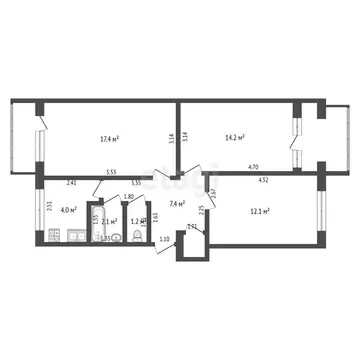3-комнатная квартира: Красноперекопск, 10-й микрорайон, 3 (60.7 м)