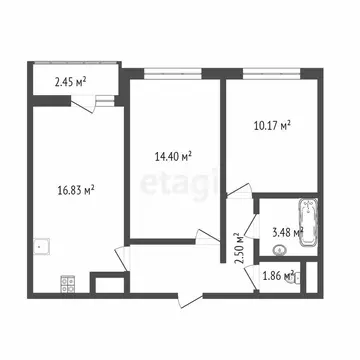 2-комнатная квартира: Томск, проспект Фрунзе, 102 (44 м)