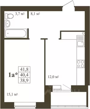 1-к кв. Тамбовская область, Тамбов Телецентр мкр,  (41.8 м)