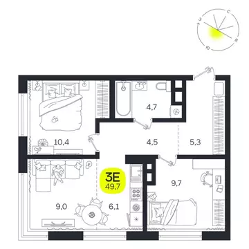 3-к кв. Свердловская область, Екатеринбург Южная Ботаника жилрайон, ...