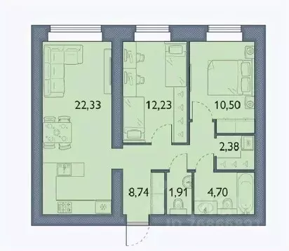 2-к кв. Брянская область, Брянский район, пос. Мичуринский, ...