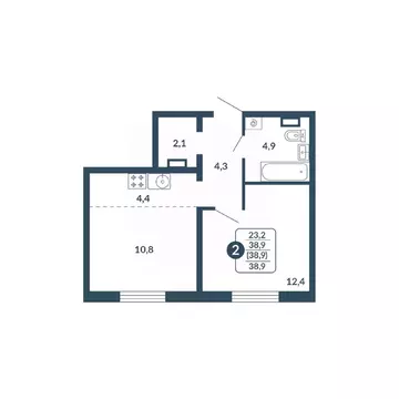 2-к кв. Кировская область, Киров Скандинавия жилой комплекс (38.9 м)