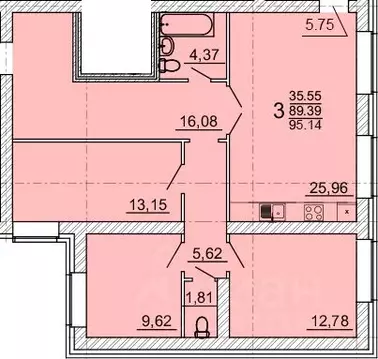 3-к кв. Воронежская область, с. Новая Усмань ул. 70 лет Победы, 15 ...