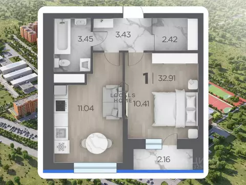 1-к кв. Рязанская область, Рязанский муниципальный округ, с. Дядьково ...