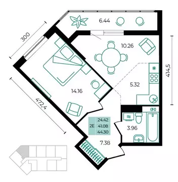 2-к кв. Адыгея, Майкопский район, пос. Тульский ул. Заречная (44.3 м)