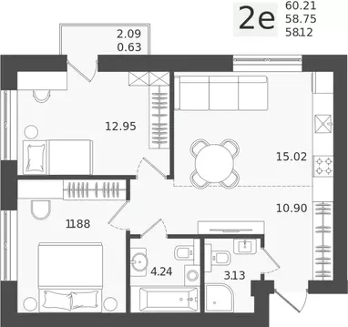 Квартира-студия: Калининградская область, Пионерский (58.75 м)