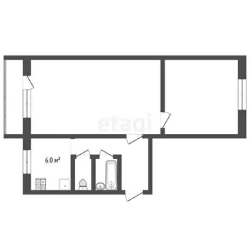 2-комнатная квартира: Прокопьевск, улица Обручева, 21 (43.7 м)