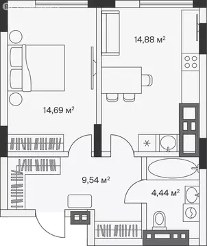 1-комнатная квартира: Малое Исаково, Первая улица, 1к4 (43.7 м)