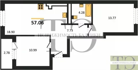 2-к кв. Калининградская область, Калининград Петровский мкр,  (57.06 ...