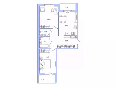 2-к кв. Ленинградская область, Гатчина ул. Чехова, 39 (69.8 м)
