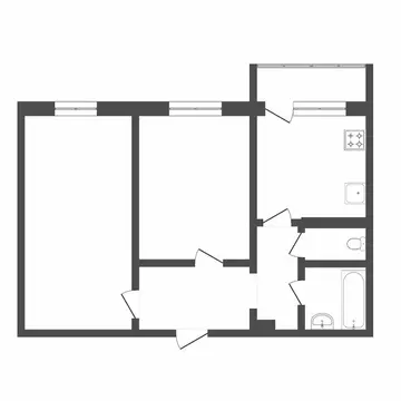 2-комнатная квартира: Тюмень, улица Газовиков, 26 (44.2 м)