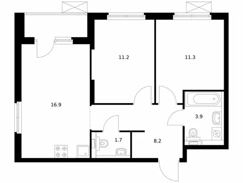 2-комнатная квартира: Ярославль, улица Академика Колмогорова, 24 (54.5 ...