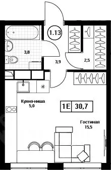 Студия Московская область, Пушкино Пушкино Град жилой комплекс (30.7 ...