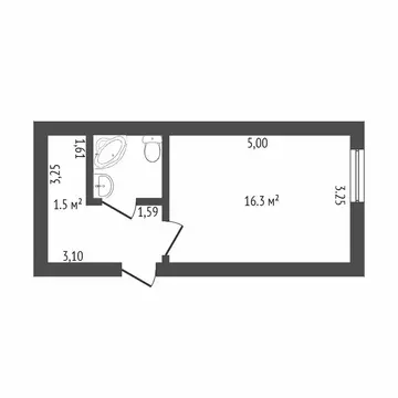 1-комнатная квартира: Благовещенск, Студенческая улица, 37 (27 м)