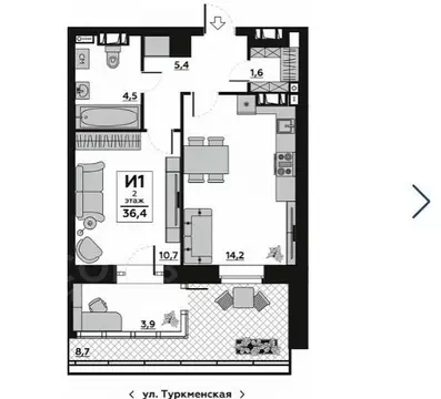 1-комнатная квартира: Волгоград, микрорайон Тулака, Горячеводская ...