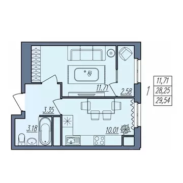 1-к кв. Волгоградская область, Волгоград Новый жилой комплекс (29.54 ...
