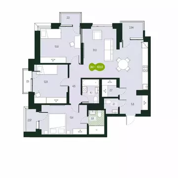 4-к кв. Забайкальский край, Чита Каштакский мкр,  (103.03 м)