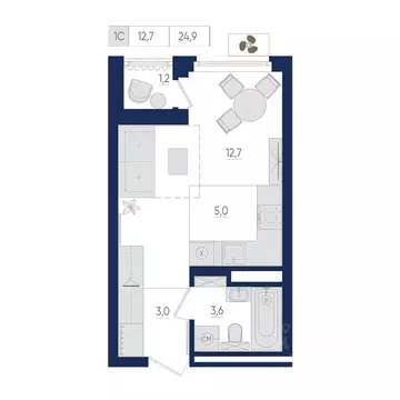 1-к кв. Башкортостан, Уфа бул. Яркий (24.9 м)