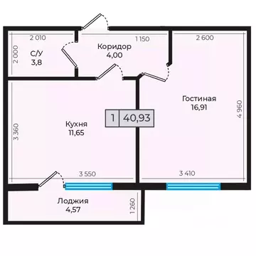 1-к кв. Ставропольский край, Невинномысск ул. Дунаевского, 11Г (40.93 ...