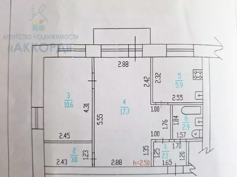 2-к кв. Алтайский край, Барнаул ул. Димитрова, 79 (41.9 м)