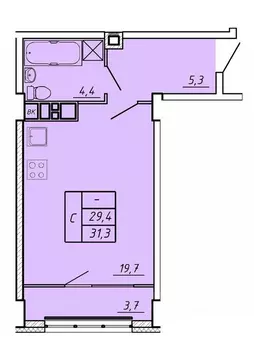 Студия Ивановская область, Иваново Видный мкр,  (31.3 м)