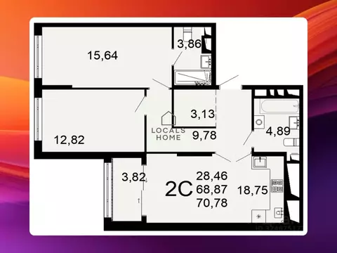 2-к кв. Рязанская область, Рязань Льговская ул., 8 (70.78 м)