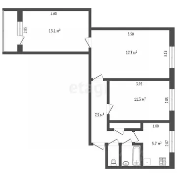 3-к кв. Ямало-Ненецкий АО, Новый Уренгой Юбилейная ул., 4 (58.0 м)