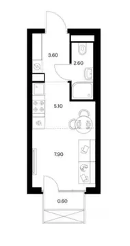Студия Москва 2-й Иртышский жилой комплекс, 1.7 (19.8 м)