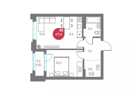 2-к кв. Пермский край, Пермь Советская ул., 16 (47.8 м)