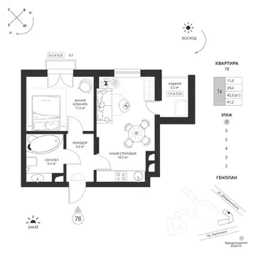 1-к кв. Калининградская область, Калининград просп. Калинина, 117 ...